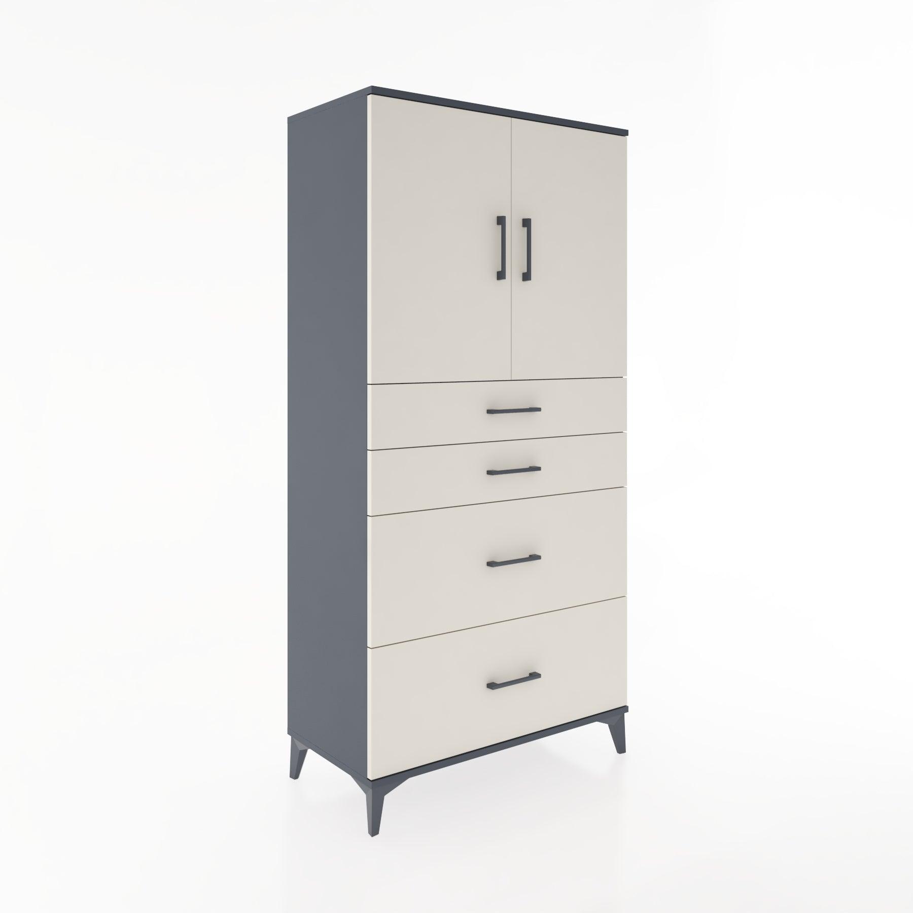 Woodntry Modular Cabinet Anthracite 88x44x170 cm with Doors and Drawers KC19-2