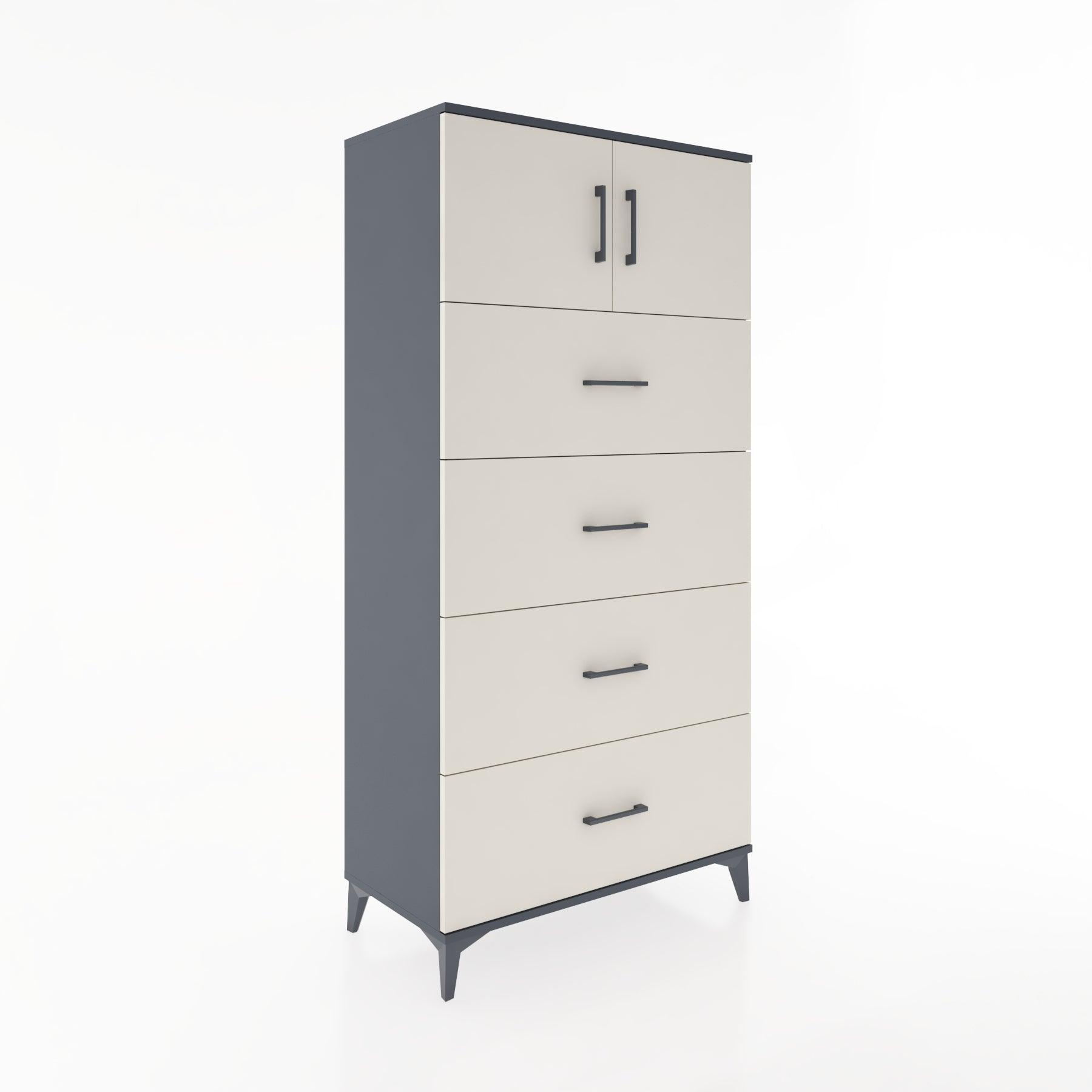 Woodntry Modular Cabinet Anthracite 88x44x170 cm with Doors and Drawers KC25-2