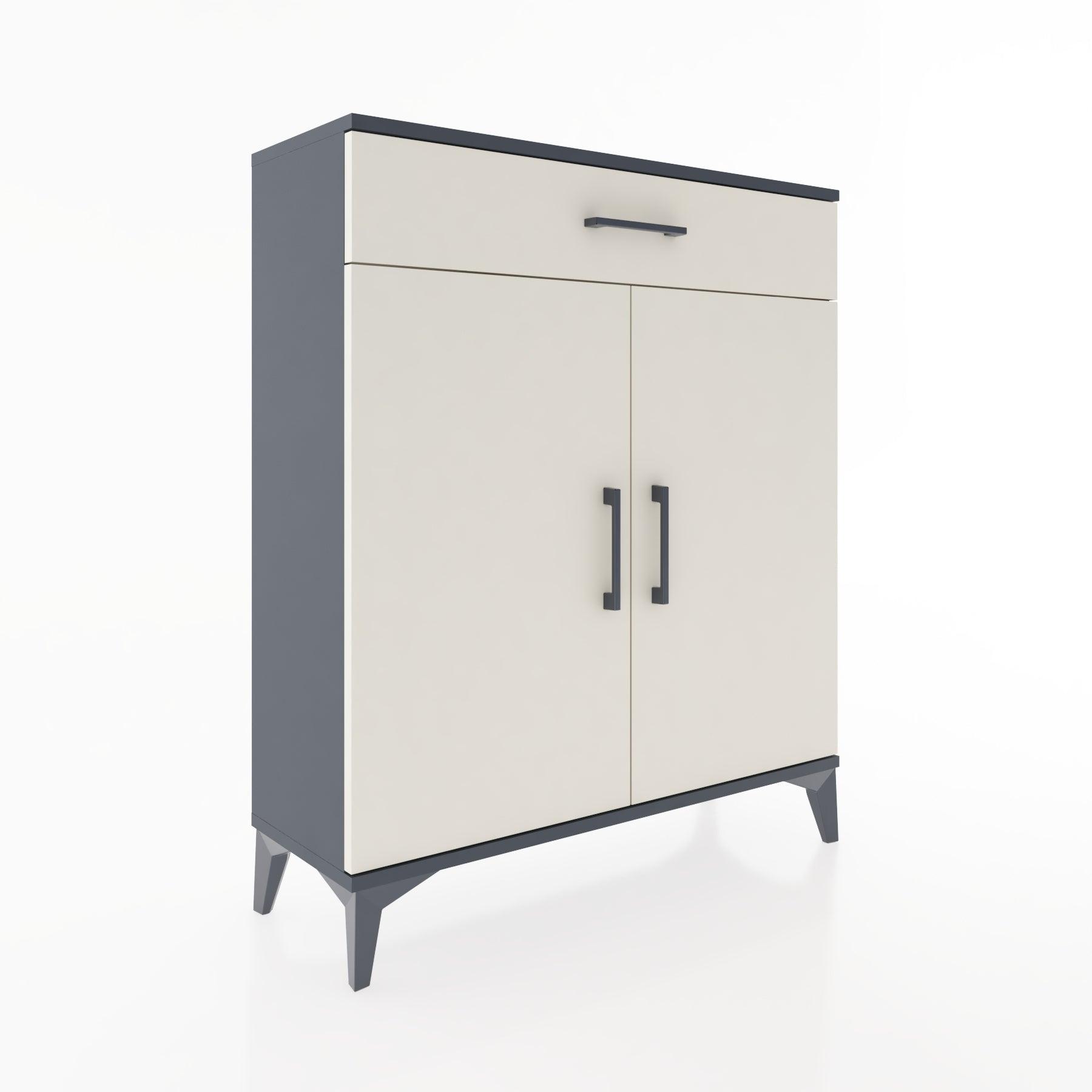 Woodntry Modüler Şifonyer Antrasit 88x30x94 cm Kapaklı ve Çekmeceli KC1-2