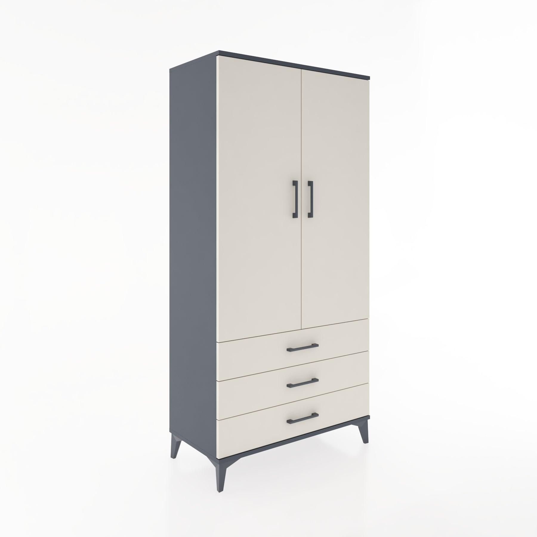 Woodntry Modular Cabinet Anthracite 88x44x170 cm with Doors and Drawers KC6-2