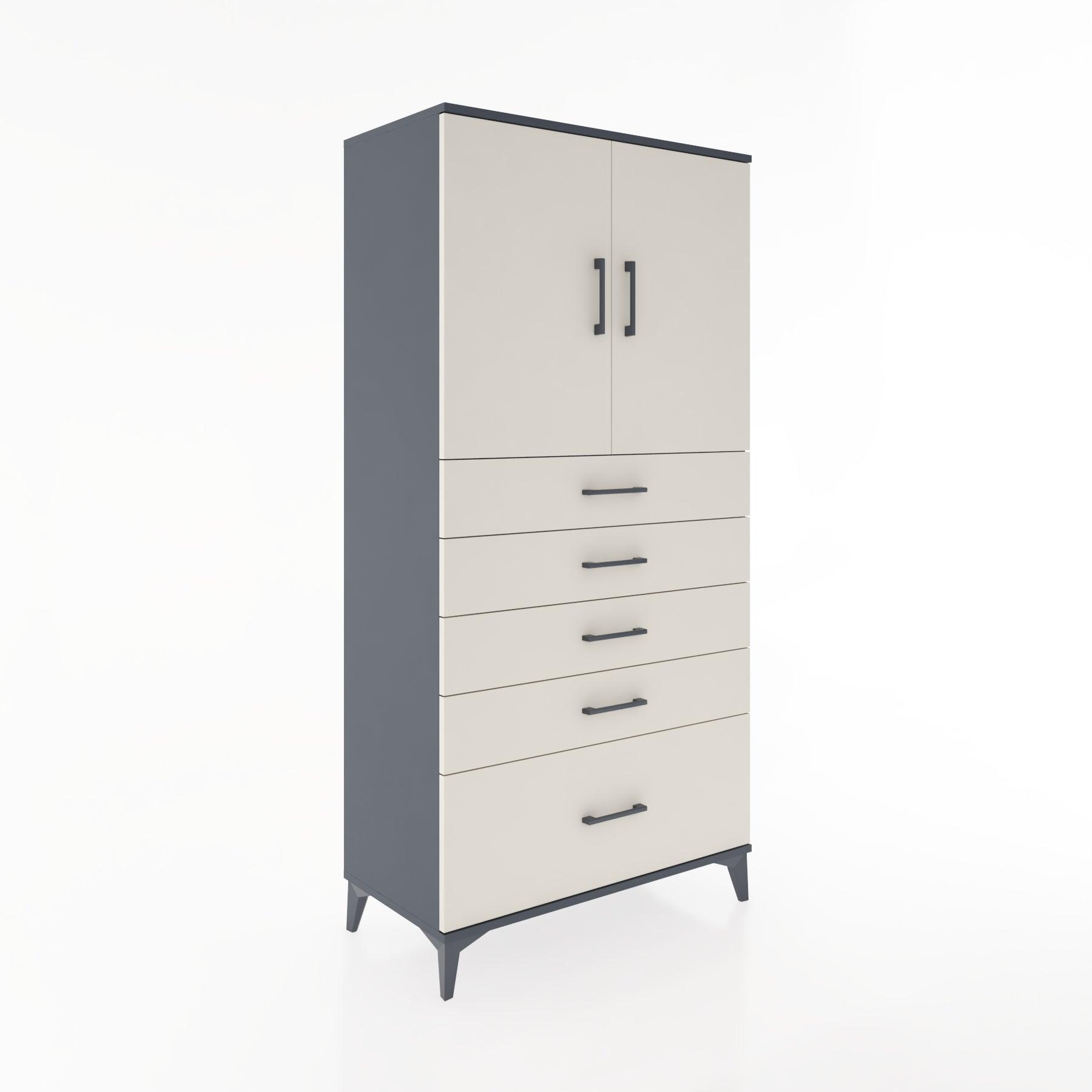 Woodntry Modular Cabinet Anthracite 88x44x170 cm with Doors and Drawers KC12-2