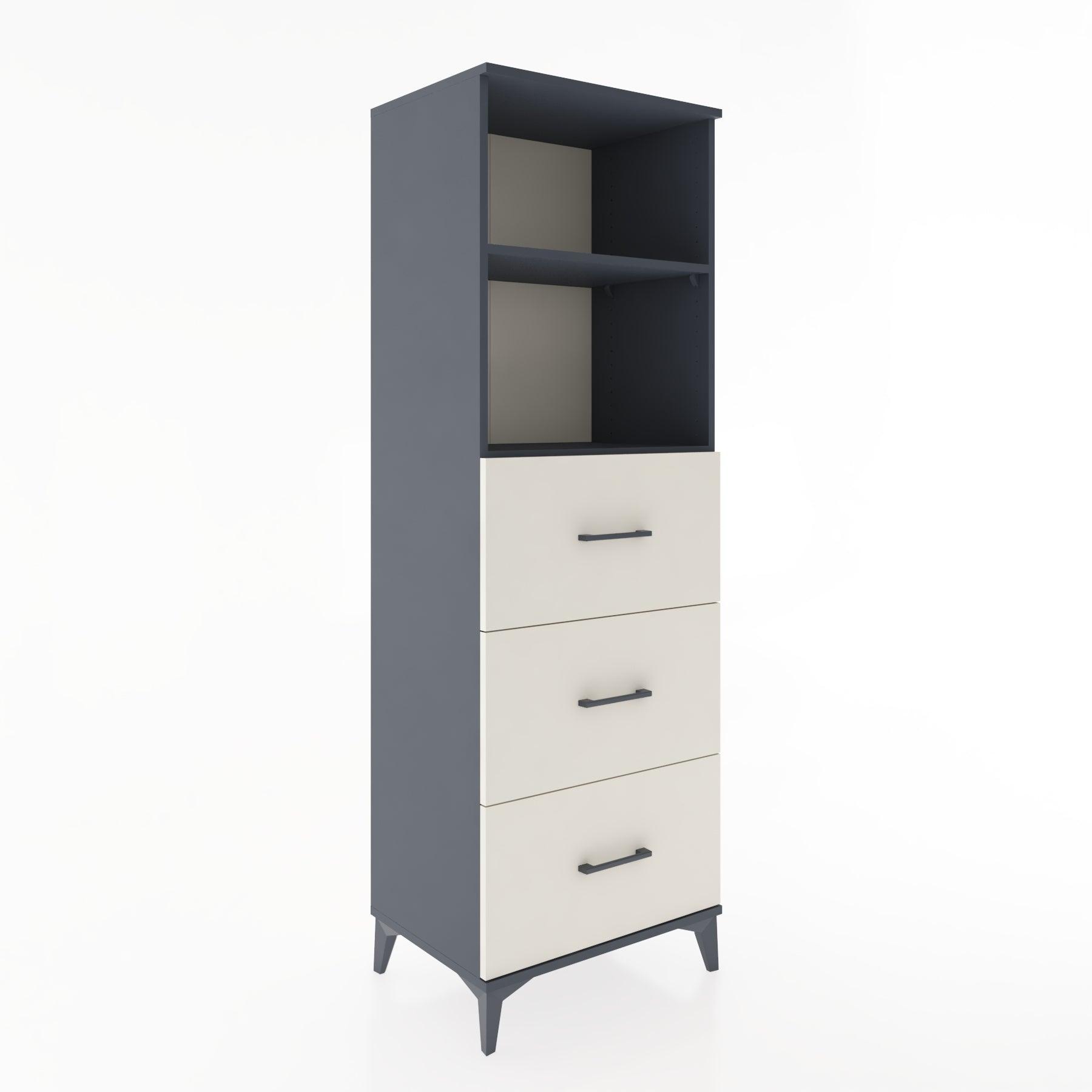 Woodntry Modüler Dolap Antrasit 60x44x170 cm Çekmeceli ve Raflı CR51-2