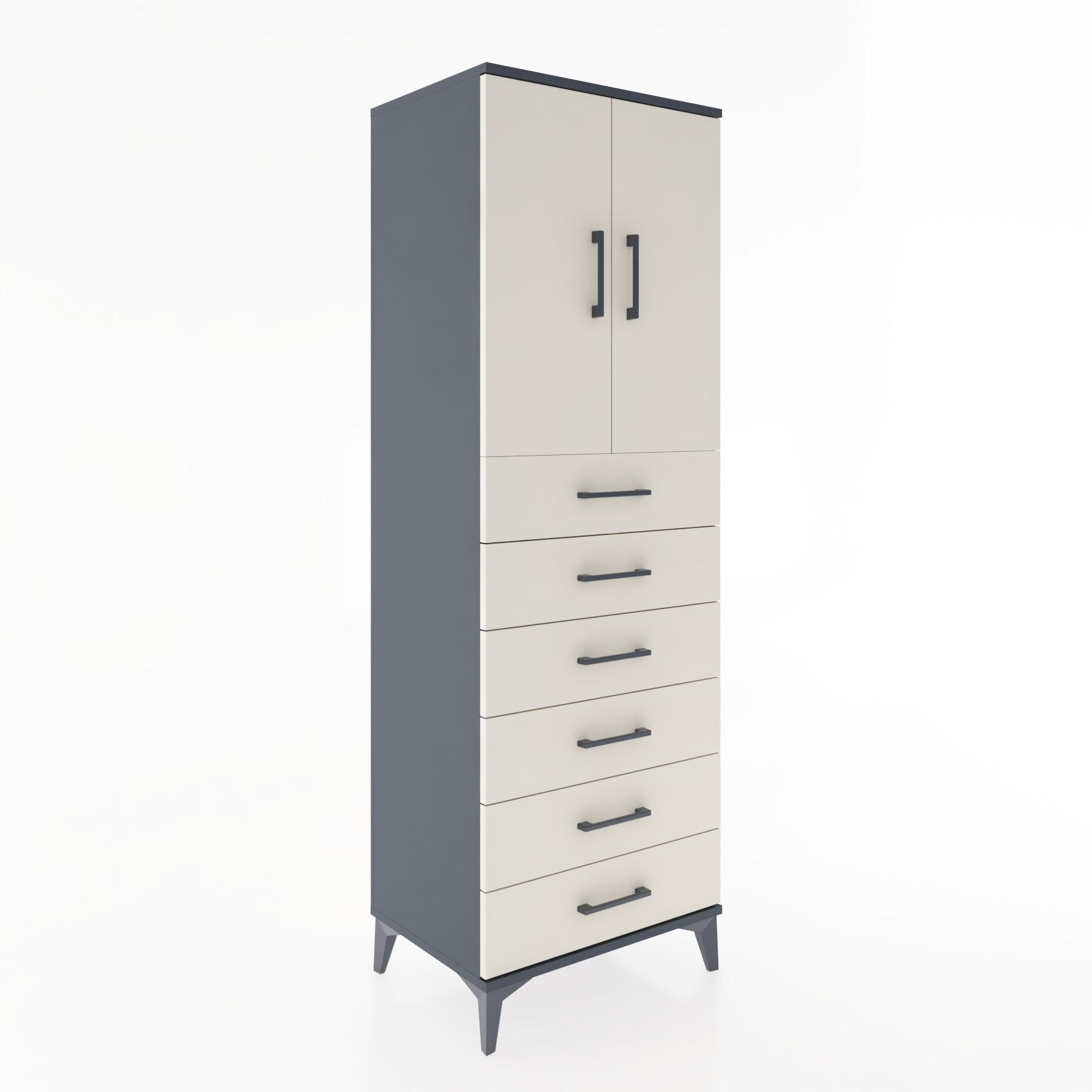 Woodntry Modular Cabinet Anthracite 60x44x170 cm with Doors and Drawers KC3-2