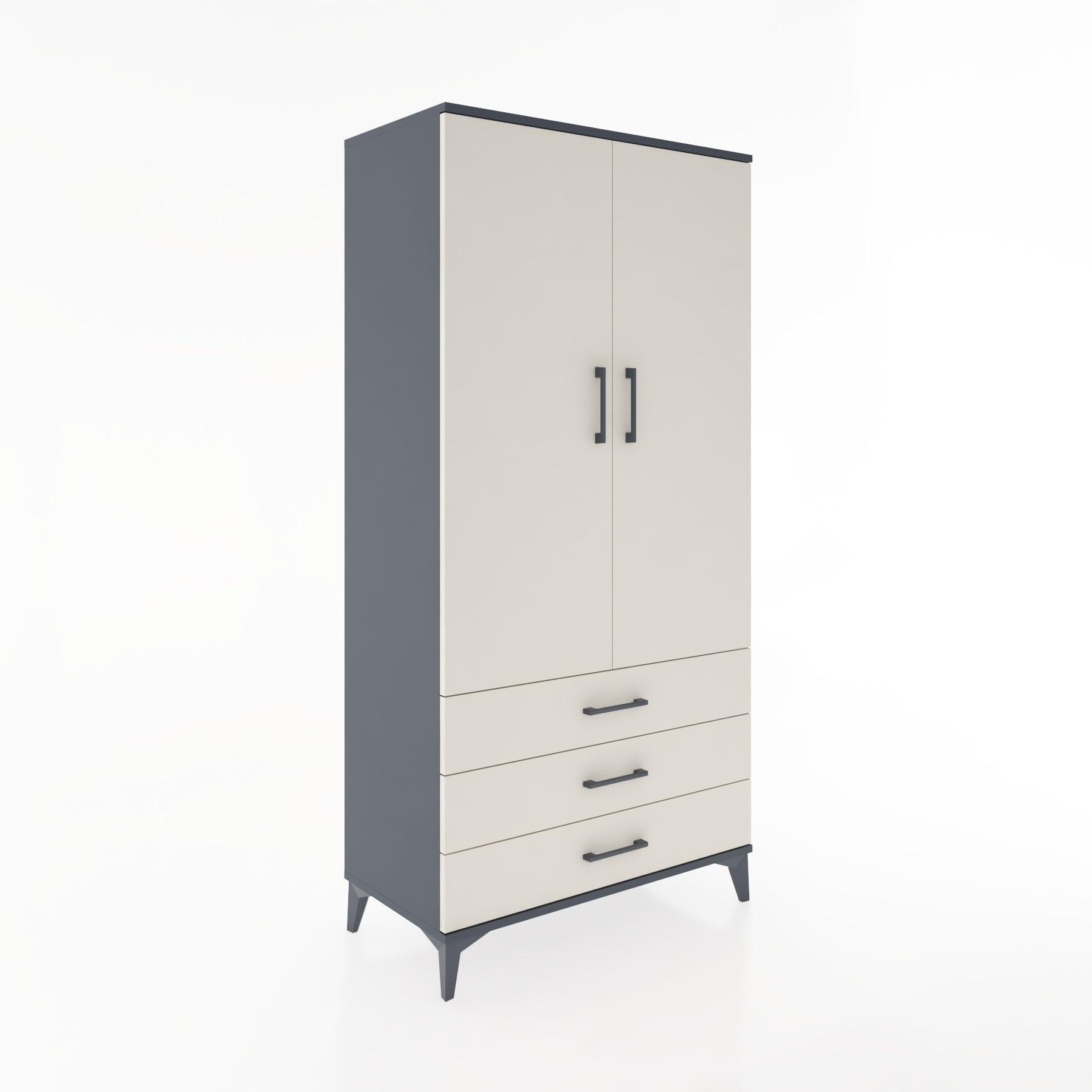 Woodntry Modular Cabinet Anthracite 88x44x170 cm with Doors and Drawers KC28-2