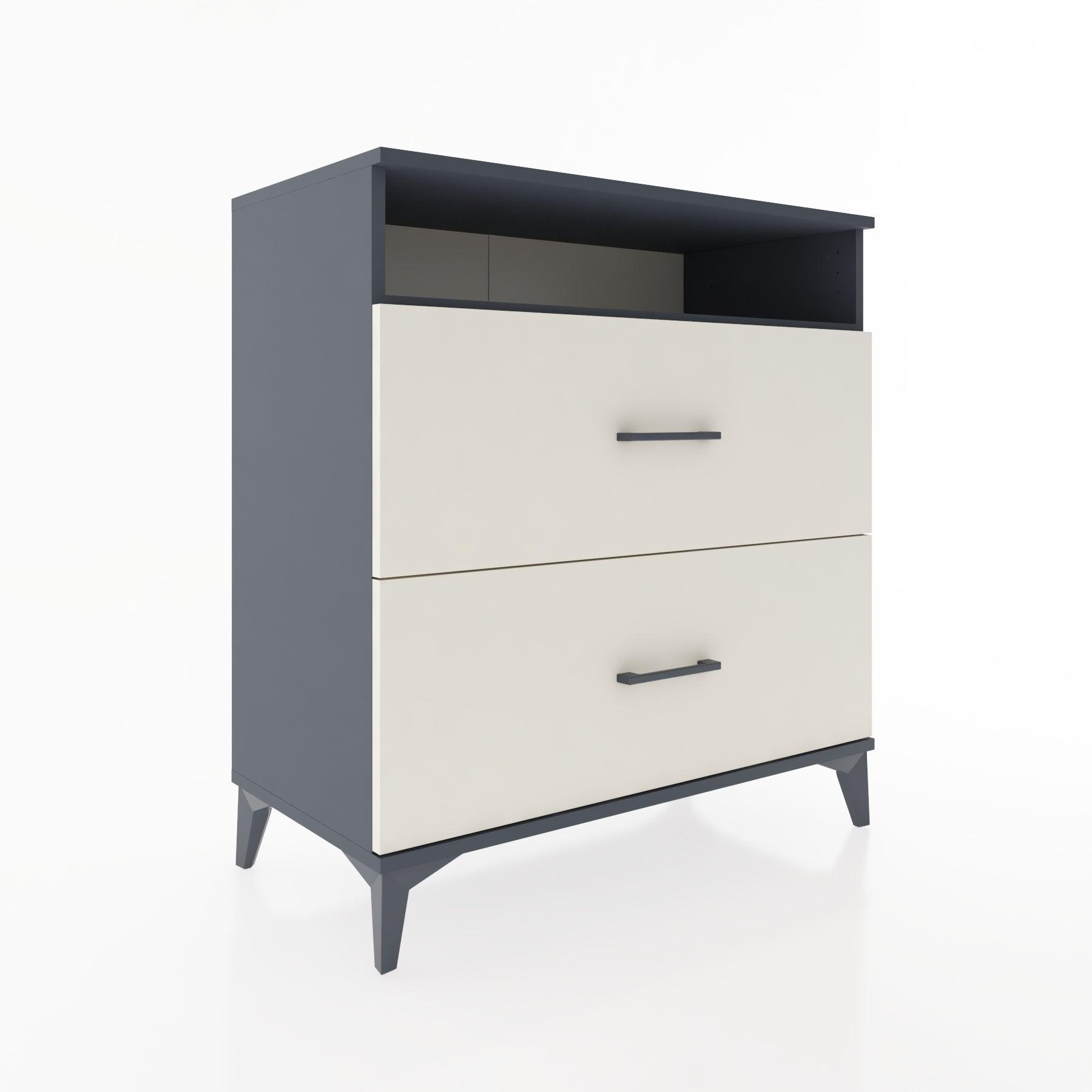 Woodntry Modüler Şifonyer Antrasit 88x44x84 cm Çekmeceli ve Raflı CR3-2