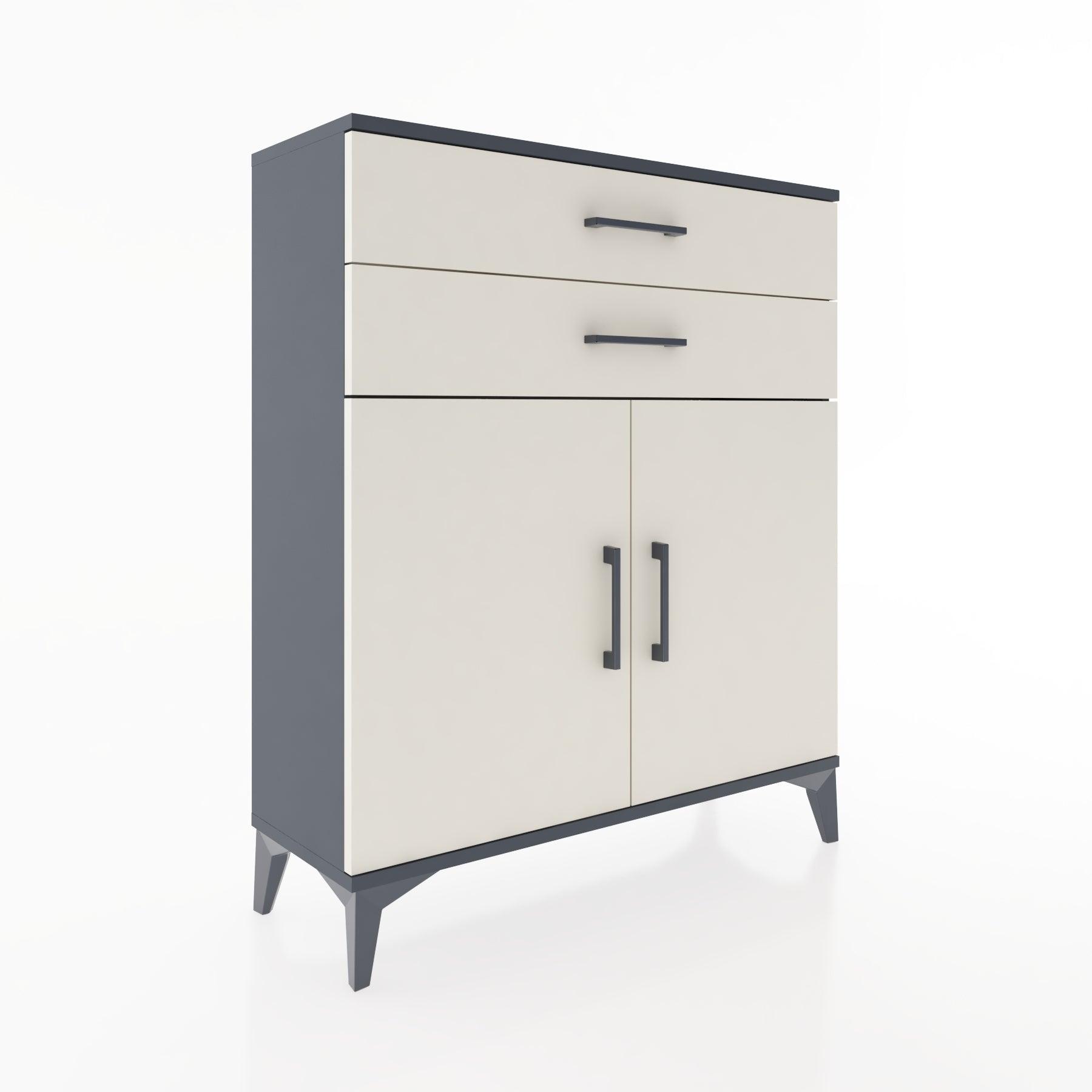 Woodntry Modüler Şifonyer Antrasit 88x30x94 cm Kapaklı ve Çekmeceli KC3-2
