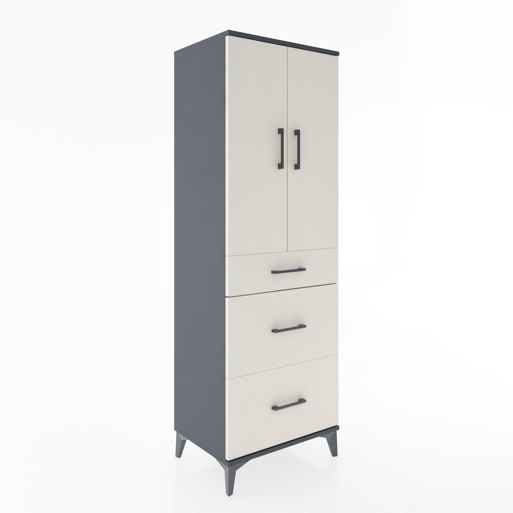 Woodntry Modular Cabinet Anthracite 60x44x170 cm with Doors and Drawers KC20-2