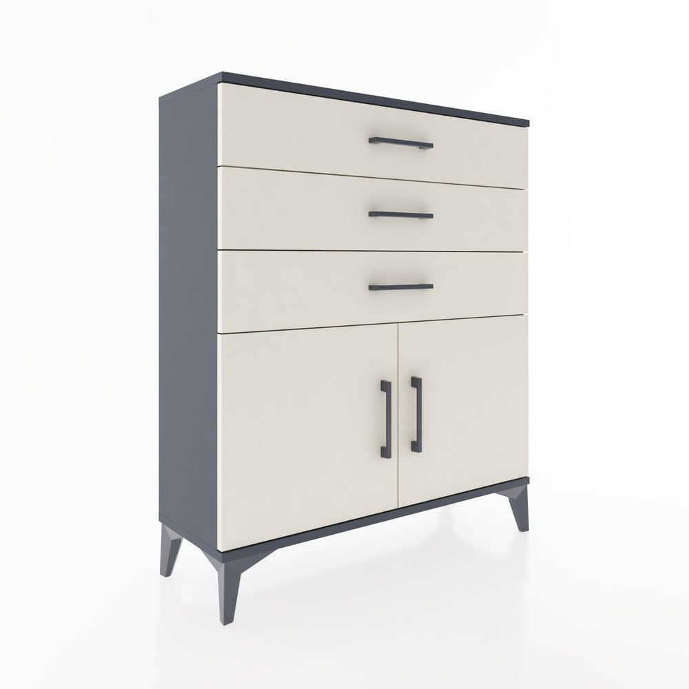 Woodntry Modüler Şifonyer Antrasit 88x30x94 cm Kapaklı ve Çekmeceli KC8-2