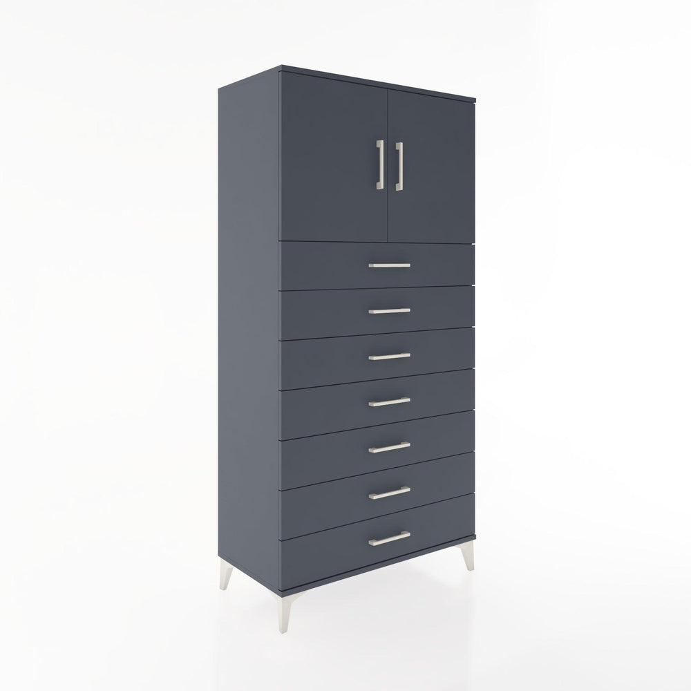 Woodntry Modüler Dolap Antrasit 88x44x170 cm Kapaklı ve Çekmeceli KC2-2