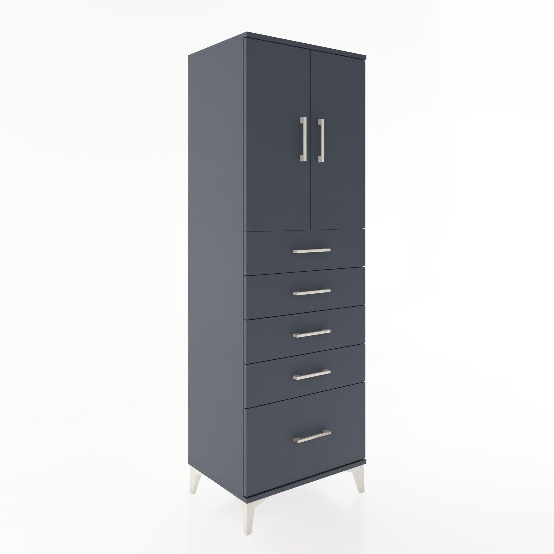 Woodntry Modular Cabinet Anthracite 60x44x170 cm with Doors and Drawers KC12-2