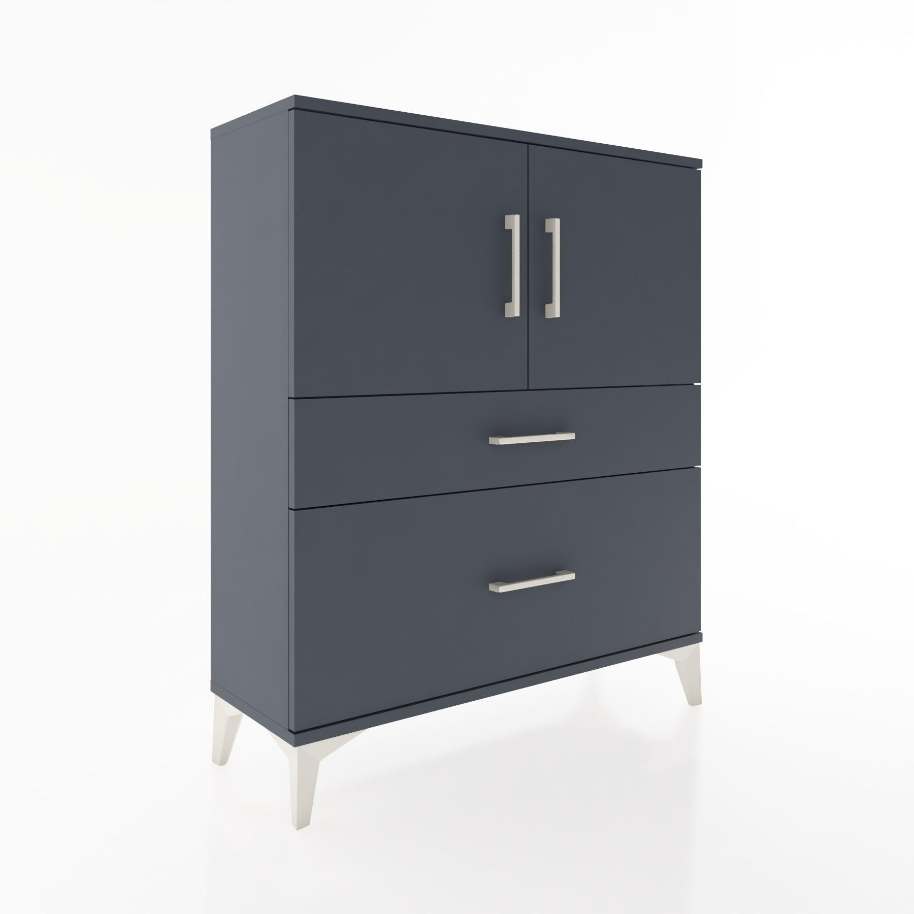 Woodntry Modüler Şifonyer Antrasit 88x30x94 cm Kapaklı ve Çekmeceli KC11-2