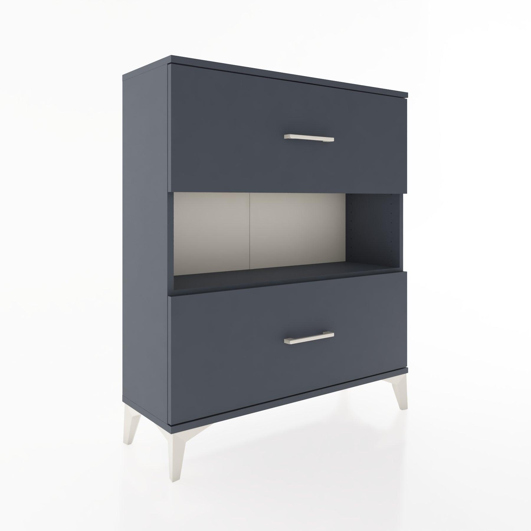 Woodntry Modüler Şifonyer Antrasit 88x30x94 cm Çekmeceli ve Raflı CR17-2