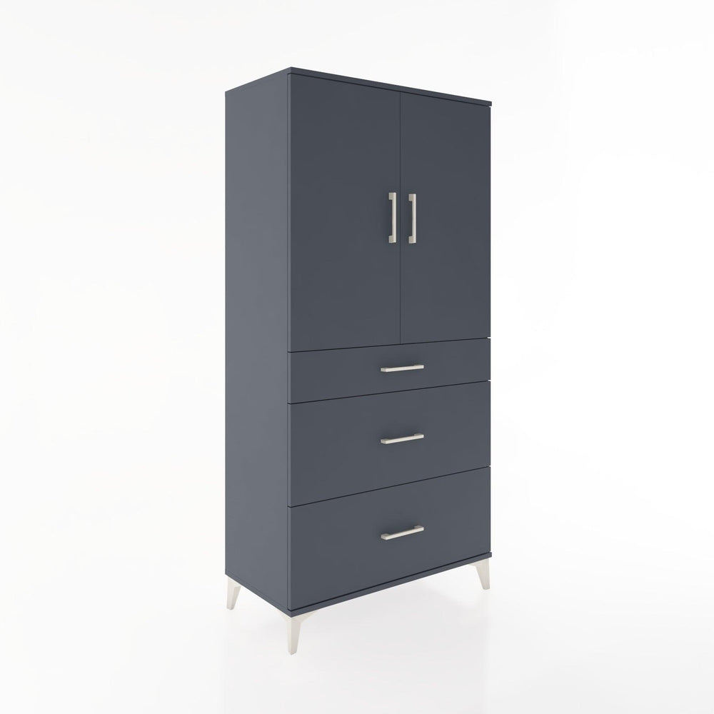 Woodntry Modüler Dolap Antrasit 88x44x170 cm Kapaklı ve Çekmeceli KC20-2