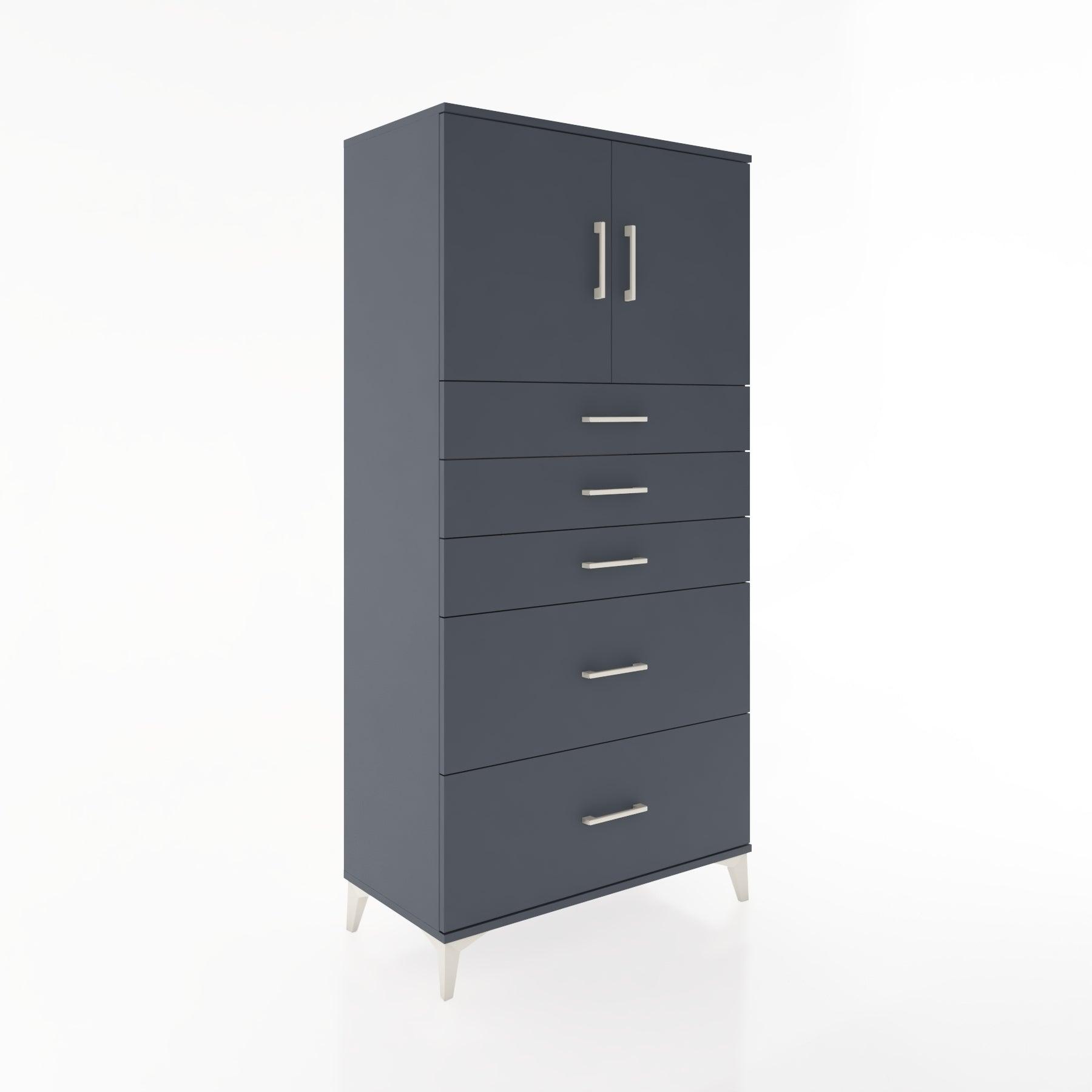 Woodntry Modular Cabinet Anthracite 88x44x170 cm with Doors and Drawers KC18-2