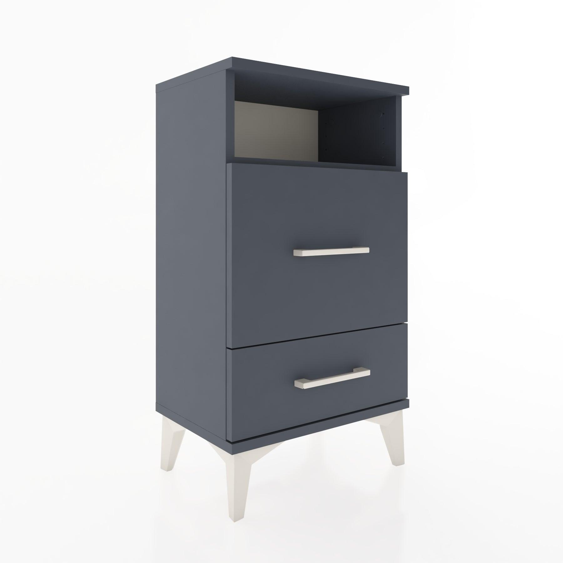 Woodntry Modüler Komodin 2 Çekmece ve Raflı V4 44x30x68 cm Antrasit - Woodntry