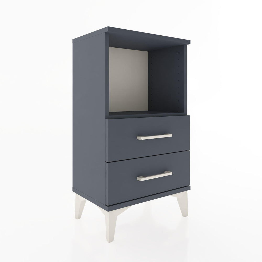 Woodntry Modüler Komodin 2 Çekmece ve Raflı V2 44x30x68 cm Antrasit - Woodntry