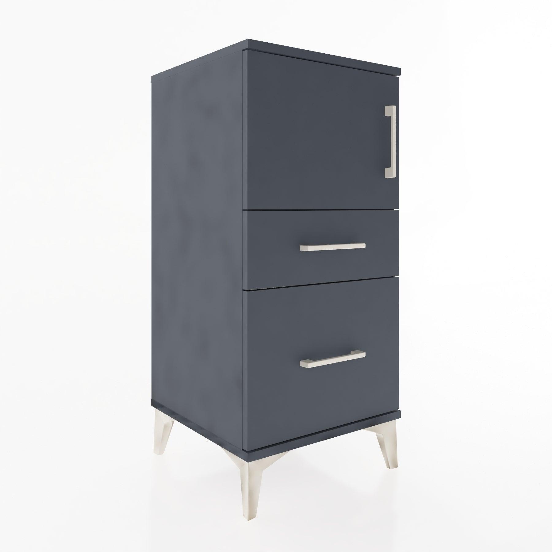 Woodntry Modular Nightstand Anthracite 44x44x84 cm with Cover and Drawer KC45-2