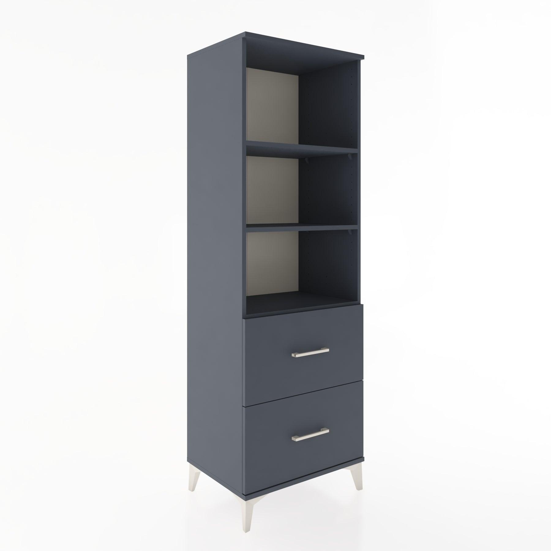 Woodntry Modüler Dolap Antrasit 60x44x170 cm Çekmeceli ve Raflı CR48-2