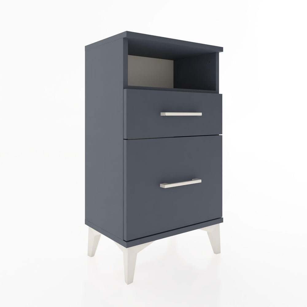 Woodntry Modüler Komodin 2 Çekmece ve Raflı V3 44x30x68 cm Antrasit - Woodntry