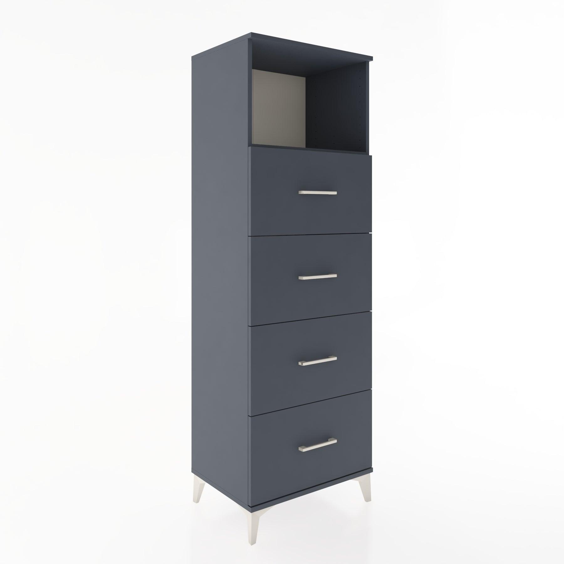 Woodntry Modüler Dolap Antrasit 60x44x170 cm Çekmeceli ve Raflı CR52-2