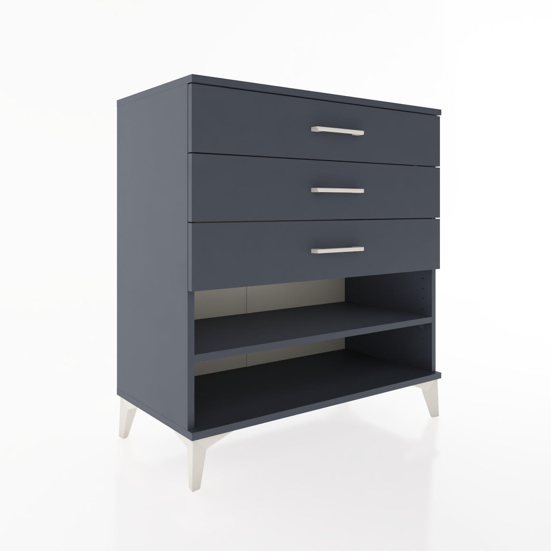 Woodntry Modüler Şifonyer Antrasit 88x44x84 cm Çekmeceli ve Raflı CR12-2