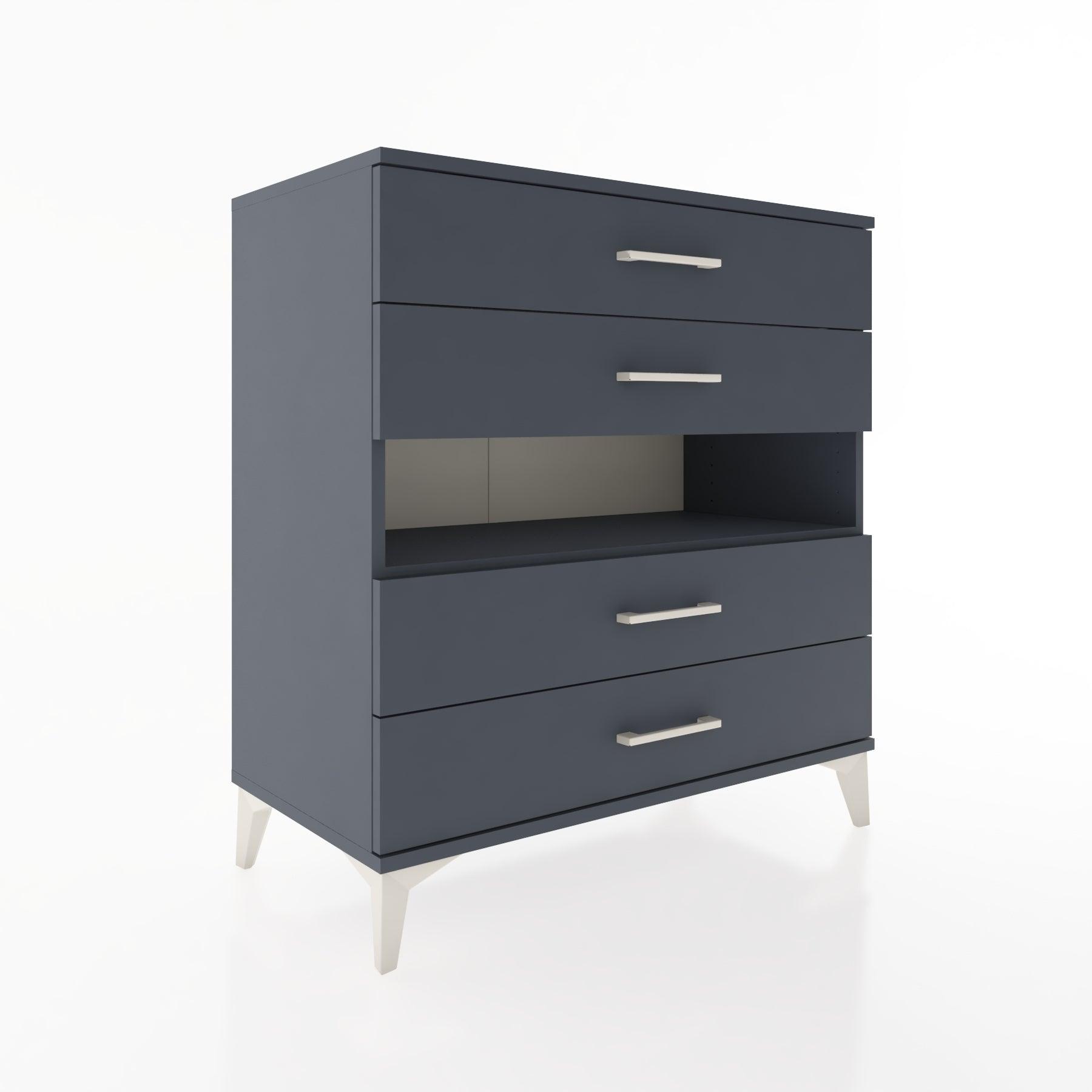 Woodntry Modüler Şifonyer Antrasit 88x44x84 cm Çekmeceli ve Raflı CR21-2