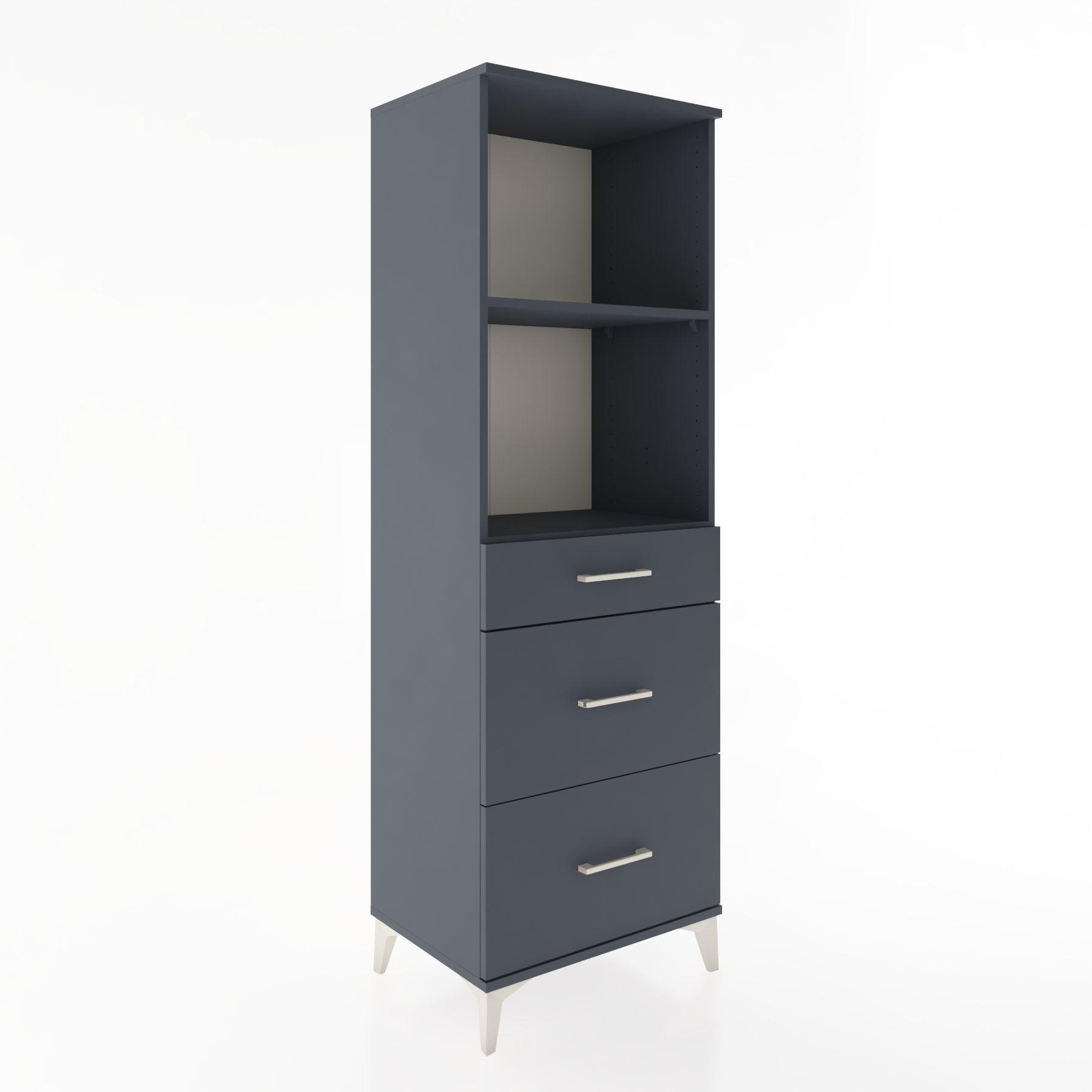 Woodntry Modüler Dolap Antrasit 60x44x170 cm Çekmeceli ve Raflı CR47-2