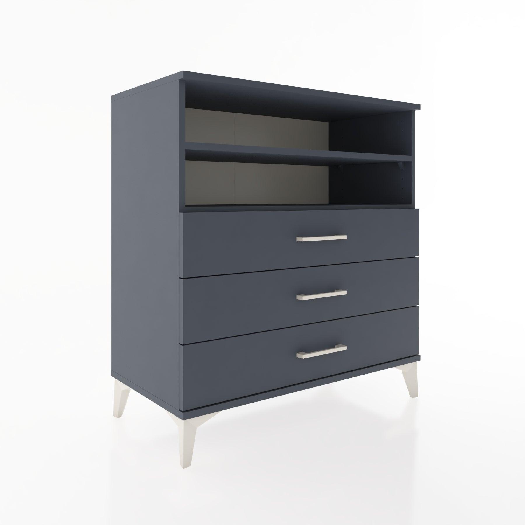 Woodntry Modüler Şifonyer Antrasit 88x44x84 cm Çekmeceli ve Raflı CR17-2