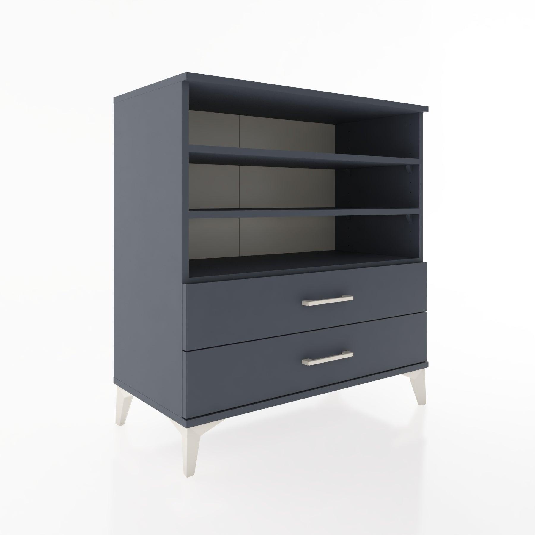 Woodntry Modüler Şifonyer Antrasit 88x44x84 cm Çekmeceli ve Raflı CR15-2