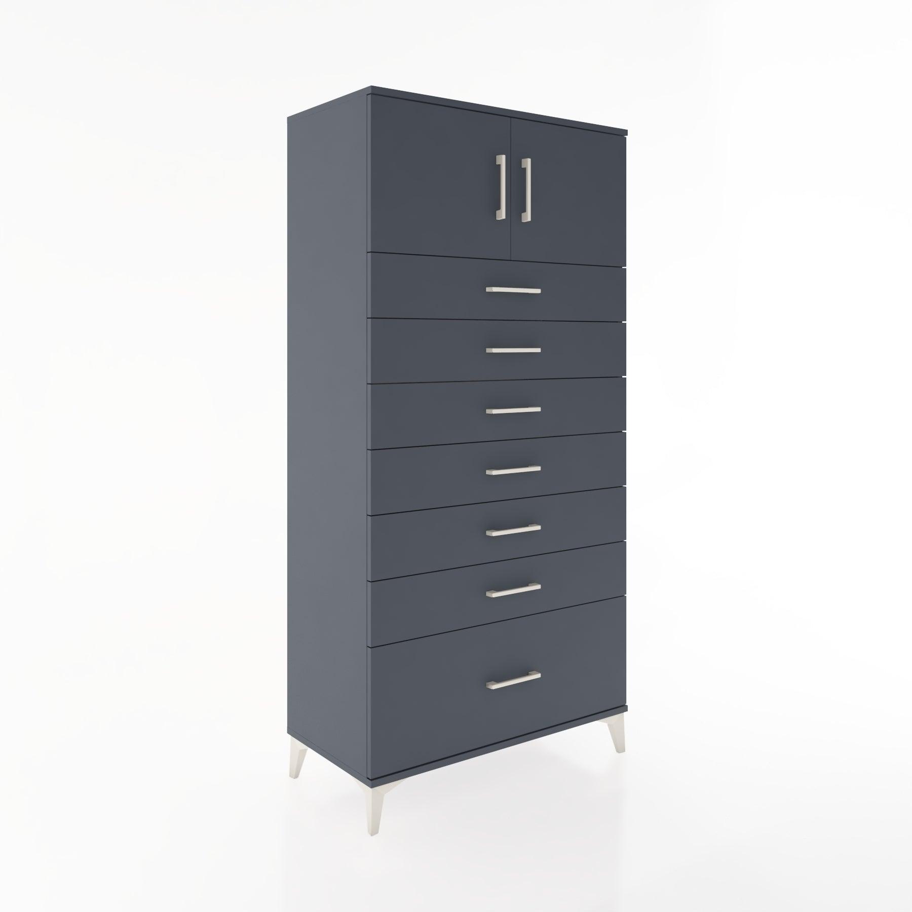 Woodntry Modüler Dolap Antrasit 88x44x170 cm Kapaklı ve Çekmeceli KC10-2