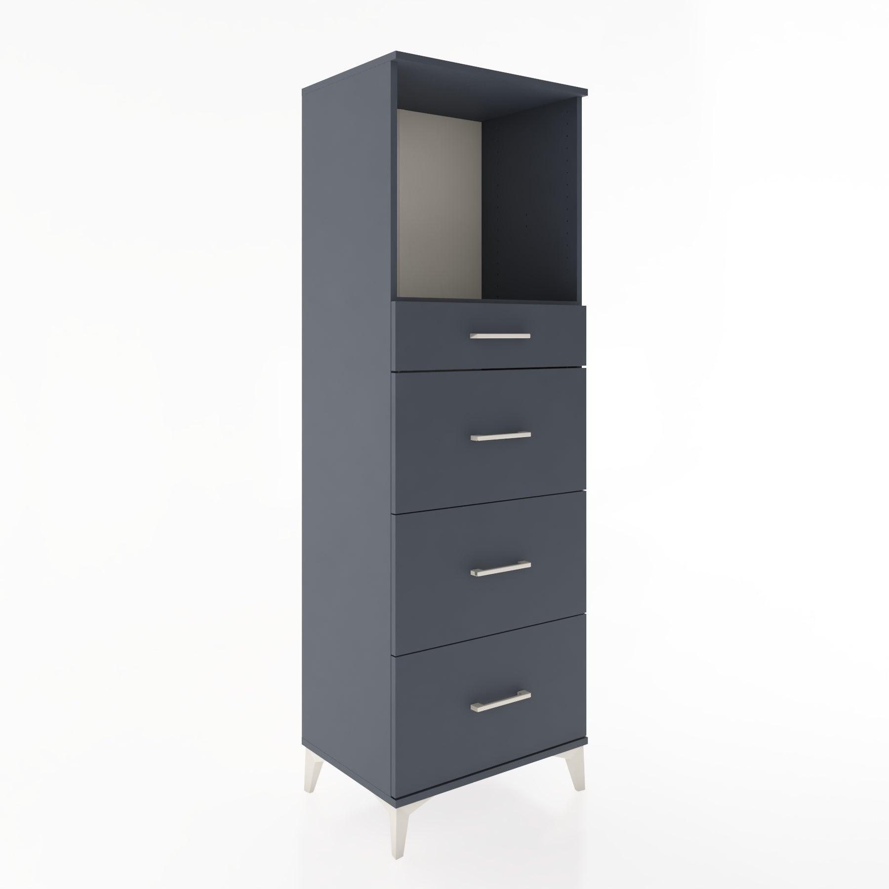 Woodntry Modüler Dolap Antrasit 60x44x170 cm Çekmeceli ve Raflı CR50-2
