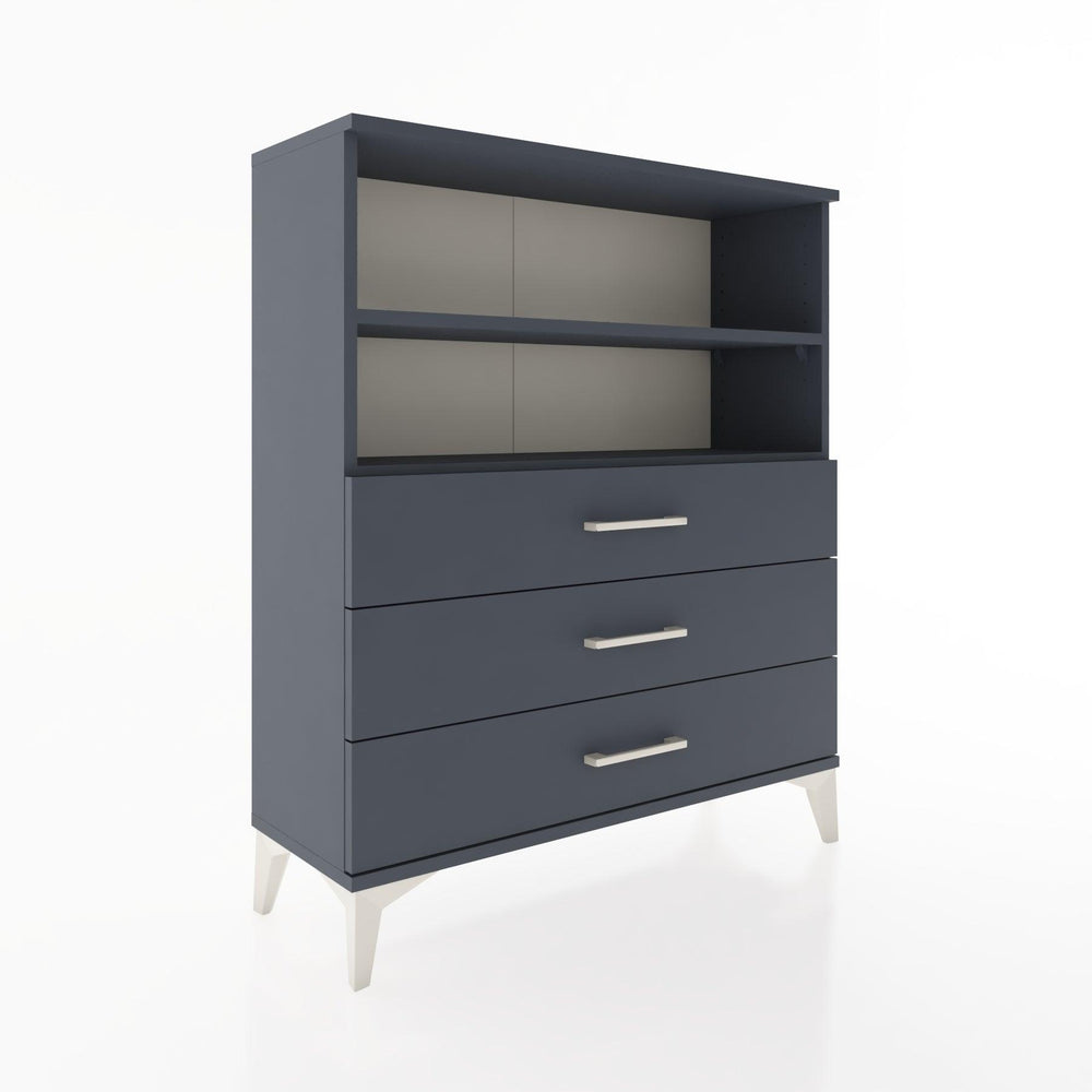 Woodntry Modüler Şifonyer Antrasit 88x30x94 cm Çekmeceli ve Raflı CR18-2