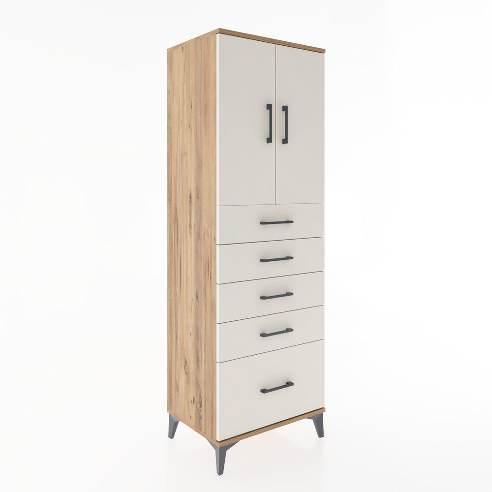 Woodntry Modüler Dolap Çam 60x44x170 cm Kapaklı ve Çekmeceli KC12-3