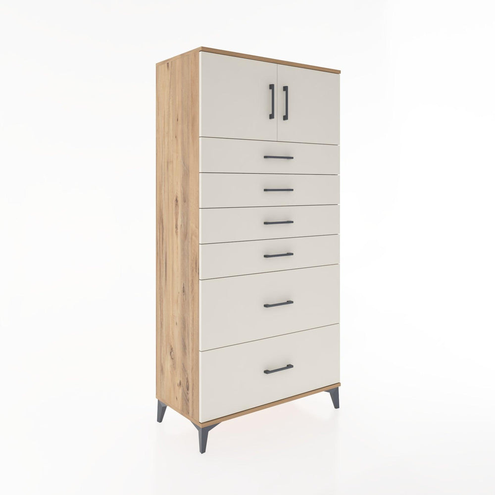 Woodntry Modüler Dolap Çam 88x44x170 cm Kapaklı ve Çekmeceli KC17-3