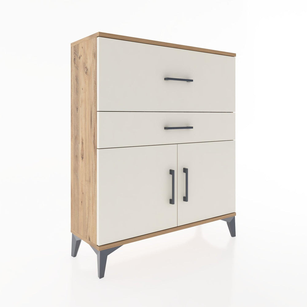 Woodntry Modüler Şifonyer Çam 88x30x94 cm Kapaklı ve Çekmeceli KC12-3