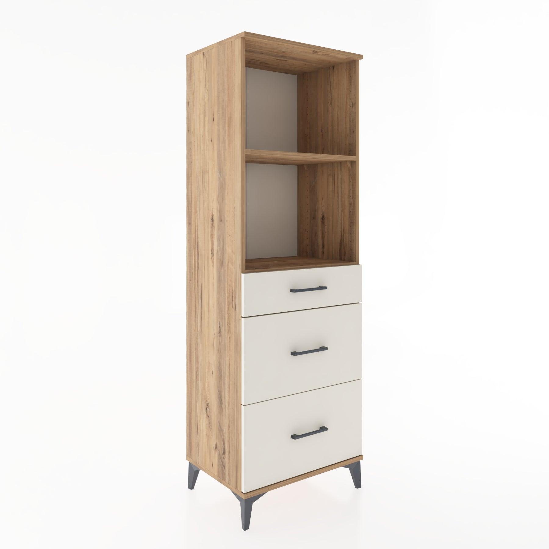 Woodntry Modüler Dolap Çam 60x44x170 cm Çekmeceli ve Raflı CR47-3