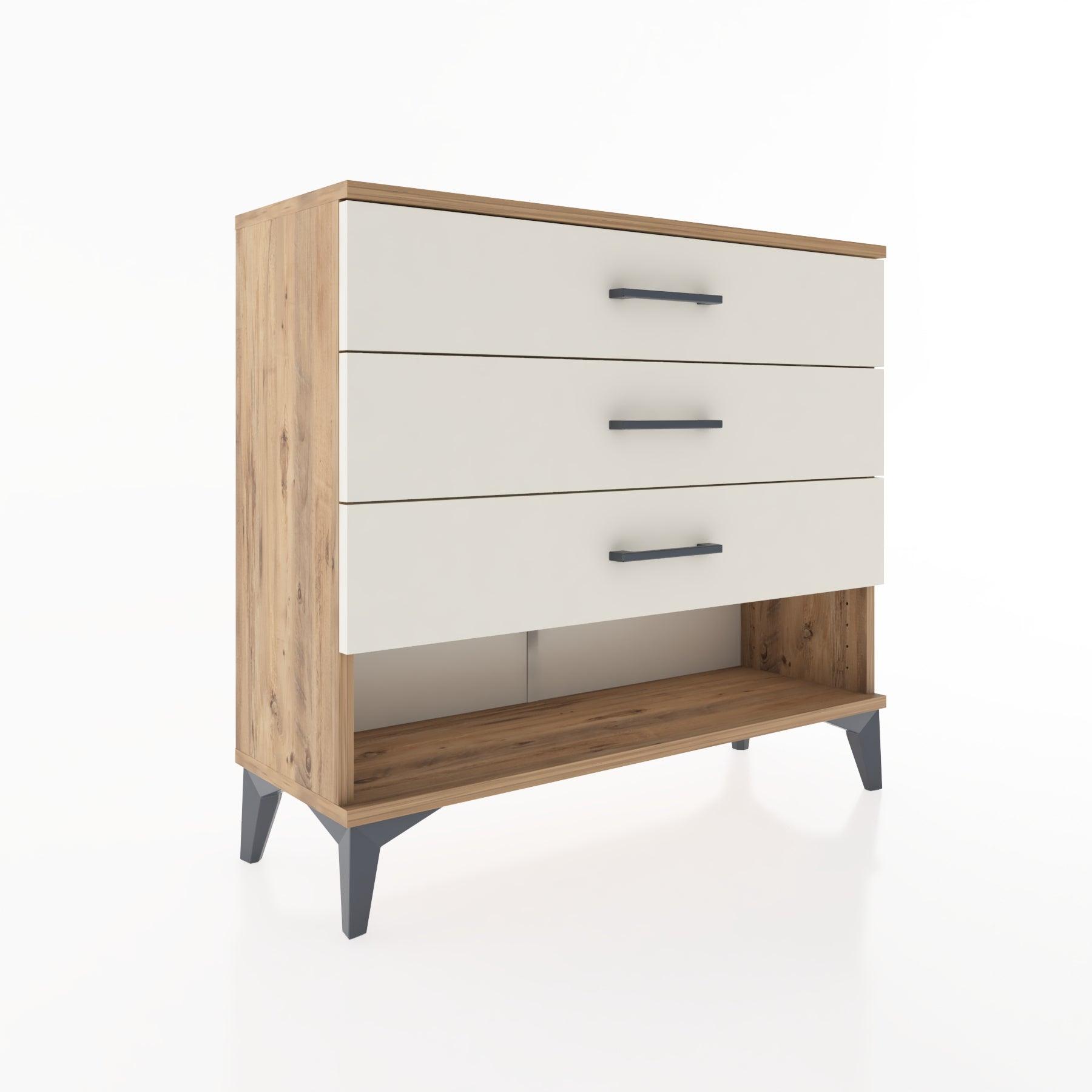 Woodntry Modüler Şifonyer Üç Çekmeceli V1 88x30x68 cm Çam - Woodntry