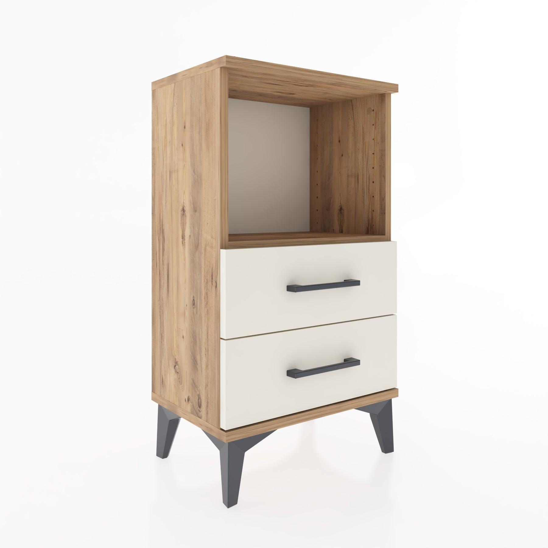 Woodntry Modüler Komodin 2 Çekmece ve Raflı V2 44x30x68 cm Çam - Woodntry