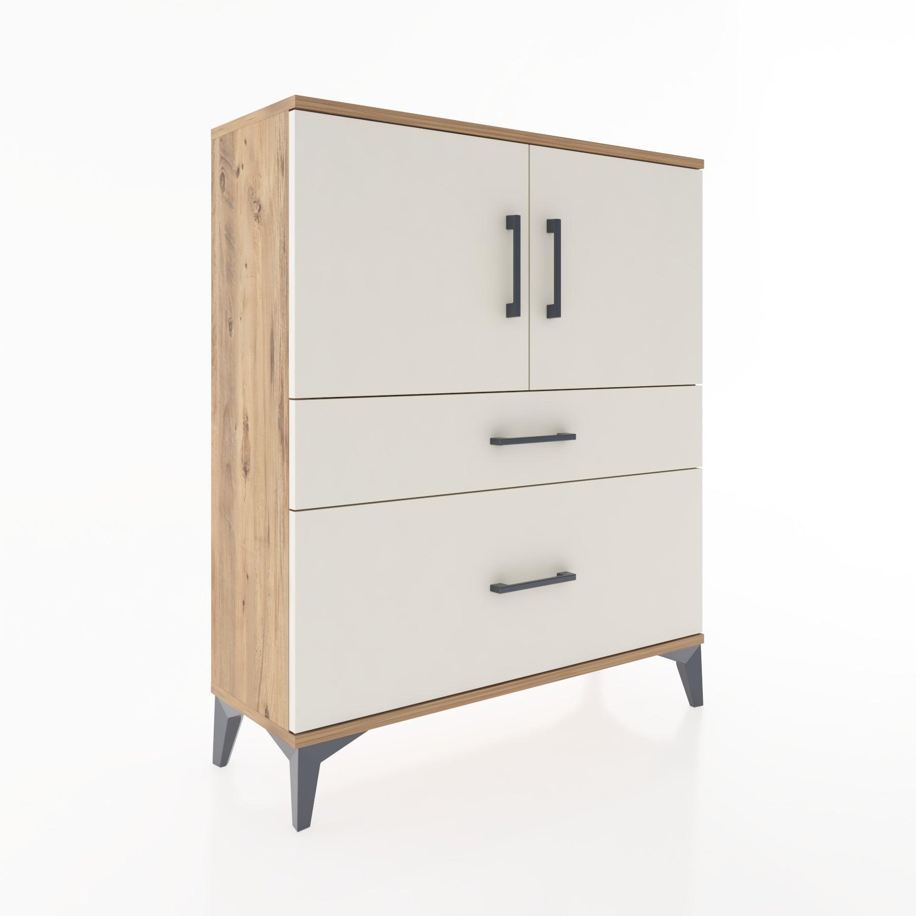 Woodntry Modüler Şifonyer Çam 88x30x94 cm Kapaklı ve Çekmeceli KC11-3
