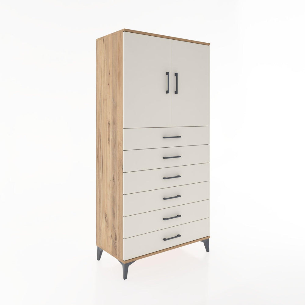 Woodntry Modüler Dolap Çam 88x44x170 cm Kapaklı ve Çekmeceli KC3-3