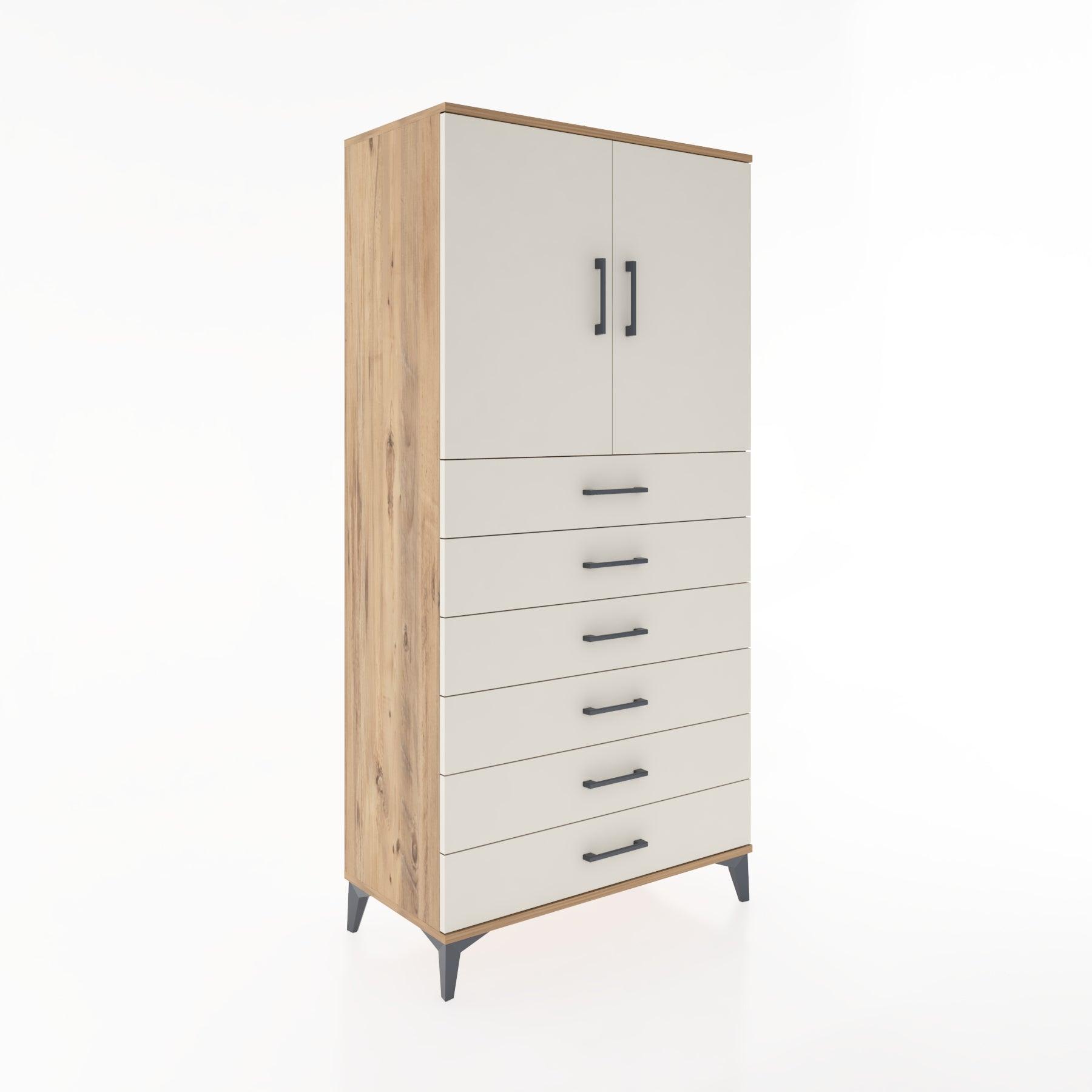 Woodntry Modular Cabinet Pine 88x44x170 cm with Doors and Drawers KC3-3