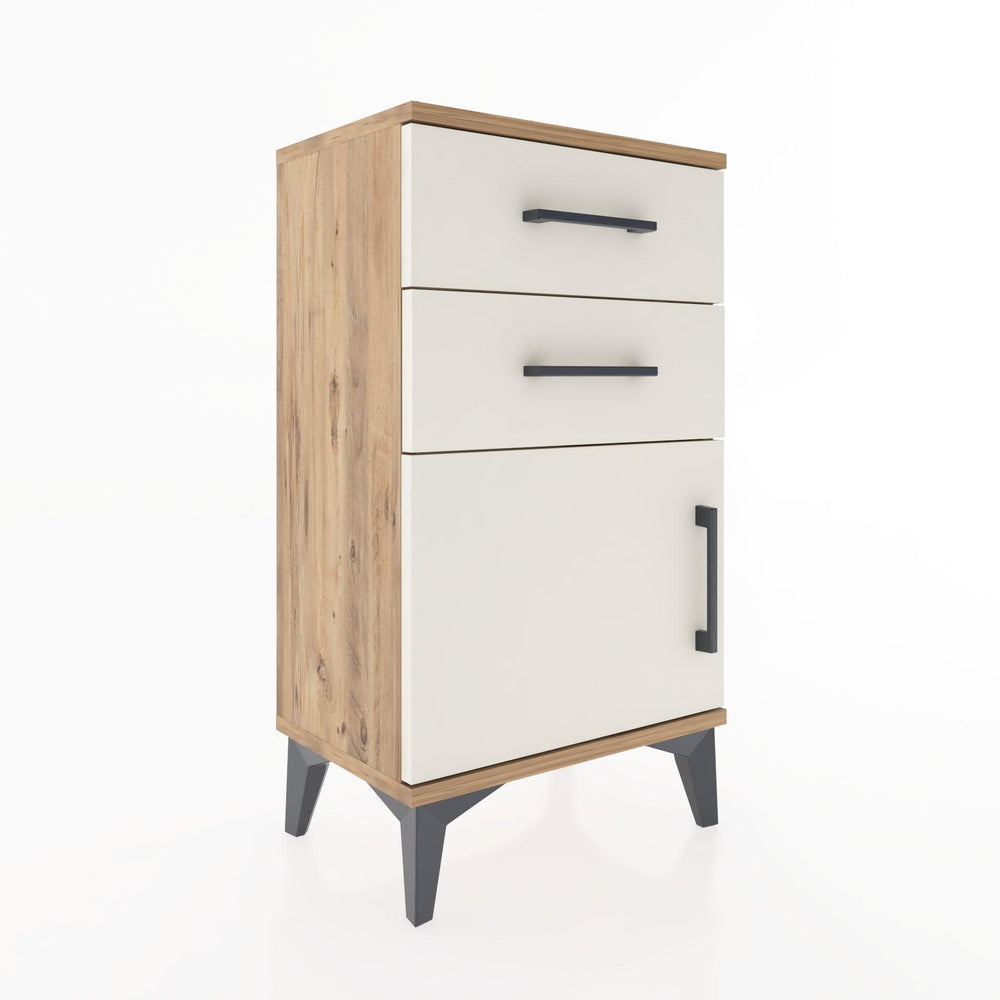 Woodntry Modüler Komodin İki Çekmece ve Kapaklı 44x30x68 cm Çam - Woodntry