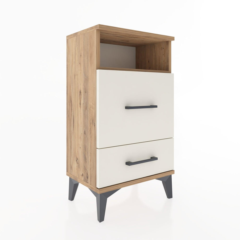 Woodntry Modüler Komodin 2 Çekmece ve Raflı V4 44x30x68 cm Çam - Woodntry