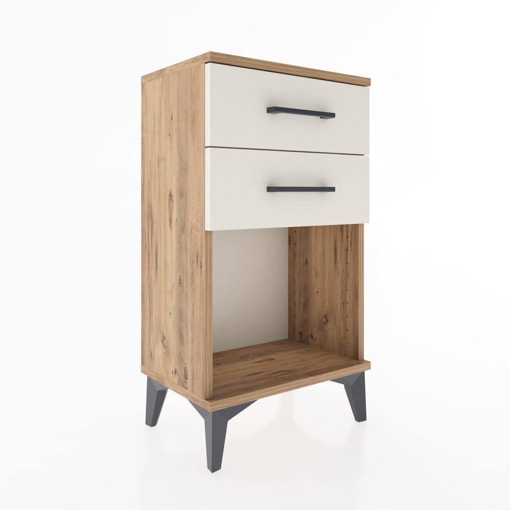 Woodntry Modüler Komodin 2 Çekmece ve Raflı V1 44x30x68 cm Çam - Woodntry