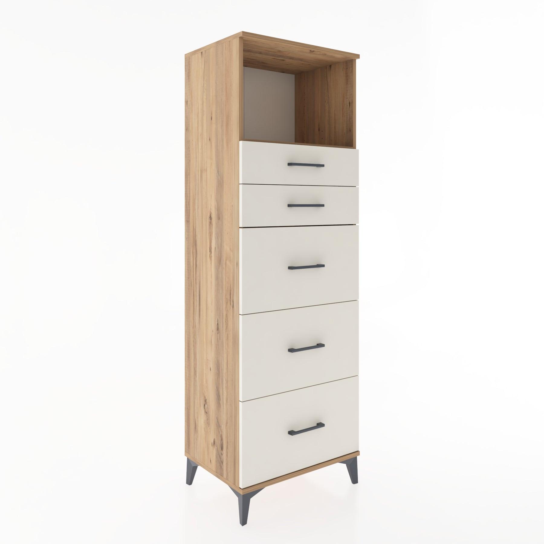 Woodntry Modüler Dolap Çam 60x44x170 cm Çekmeceli ve Raflı CR49-3