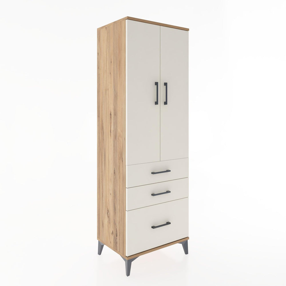 Woodntry Modüler Dolap Çam 60x44x170 cm Kapaklı ve Çekmeceli KC14-3