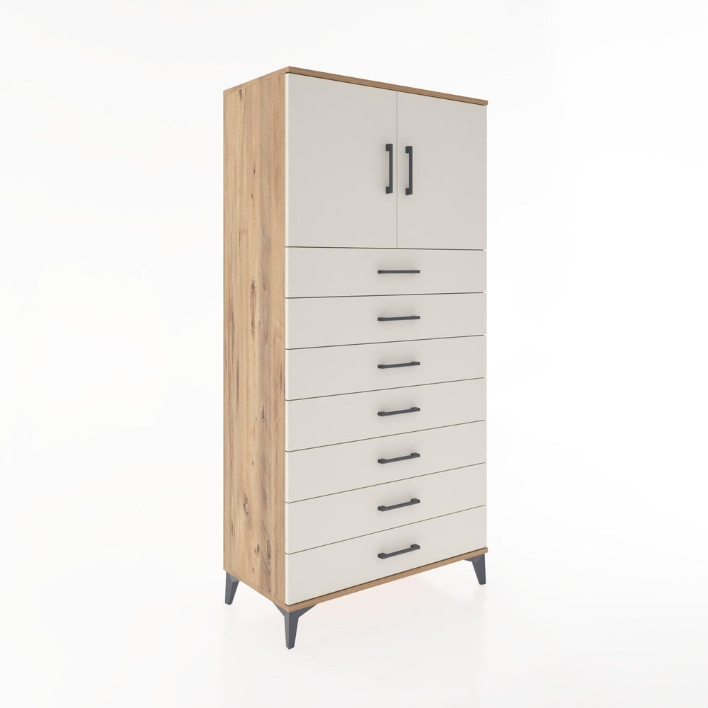 Woodntry Modüler Dolap Çam 88x44x170 cm Kapaklı ve Çekmeceli KC2-3