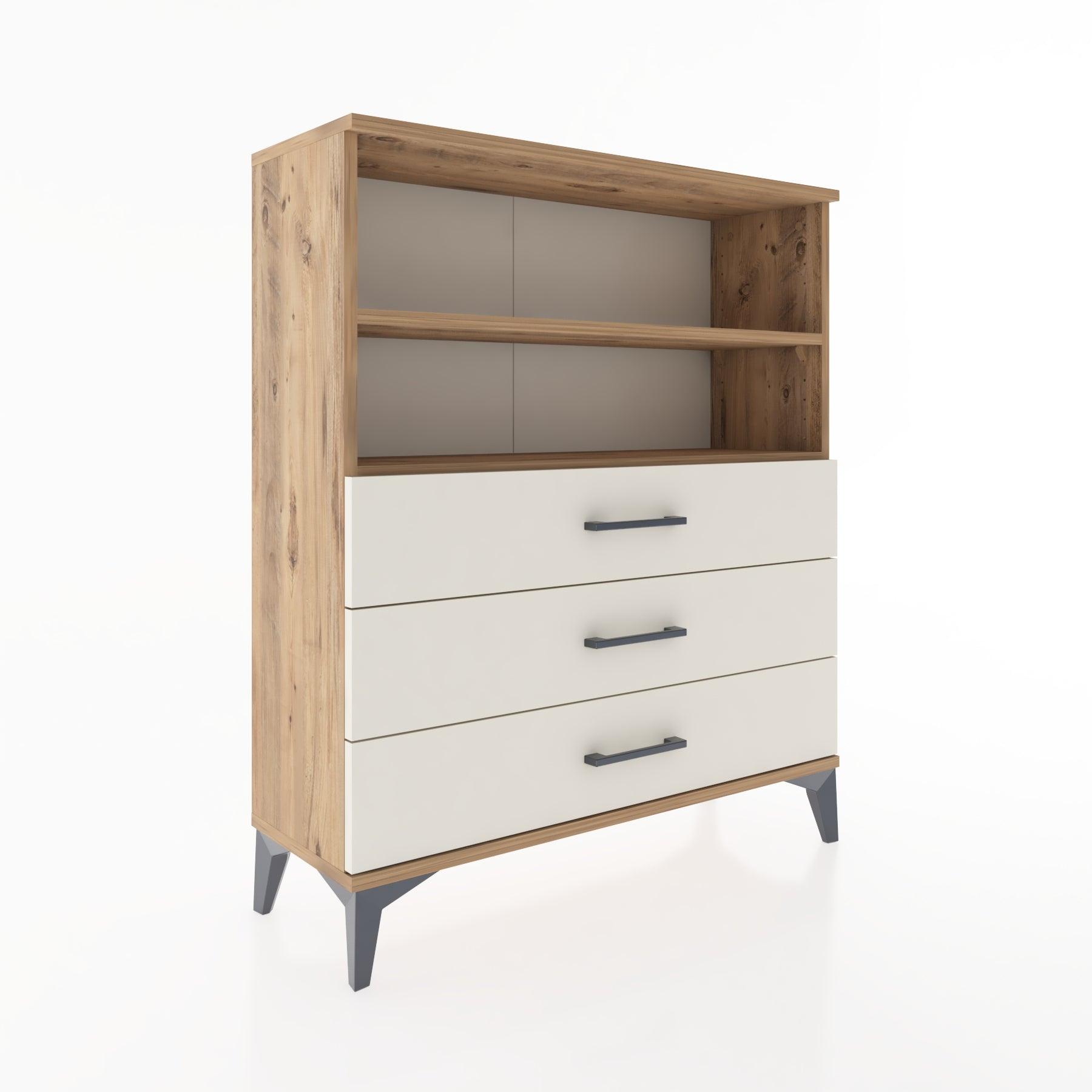 Woodntry Modüler Şifonyer Çam 88x30x94 cm Çekmeceli ve Raflı CR18-3