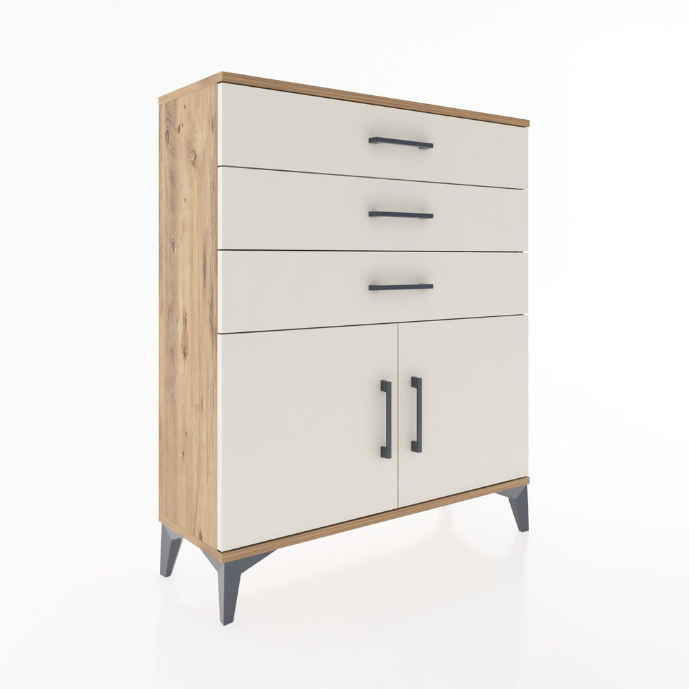 Woodntry Modüler Şifonyer Çam 88x30x94 cm Kapaklı ve Çekmeceli KC8-3