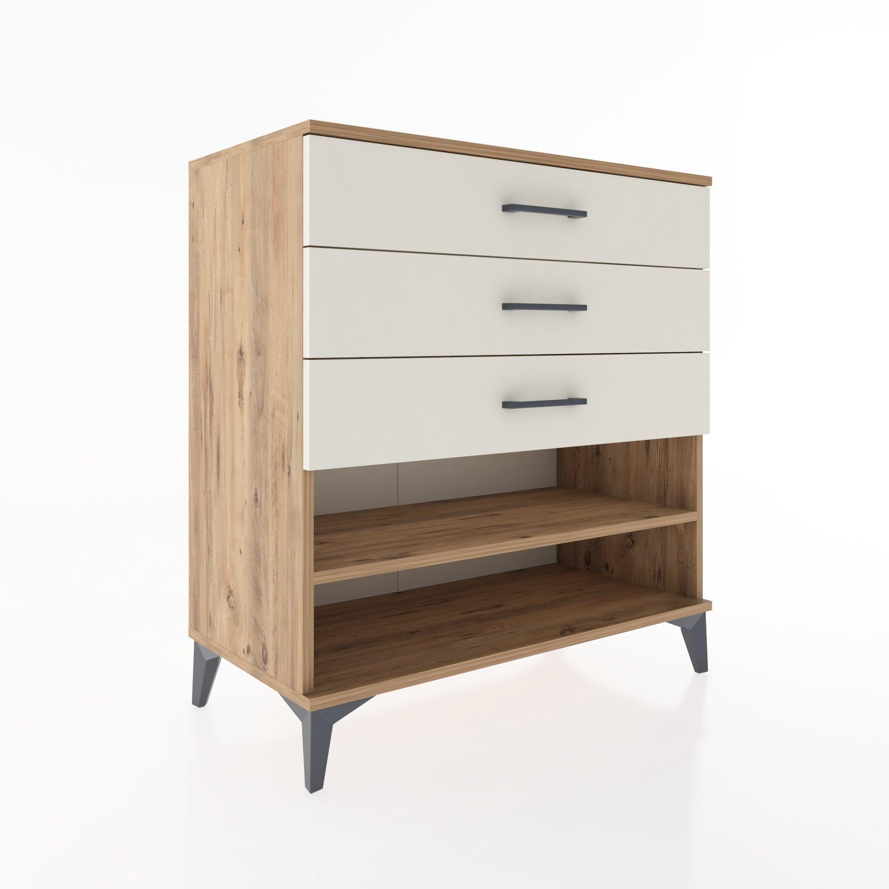 Woodntry Modüler Şifonyer Çam 88x44x84 cm Çekmeceli ve Raflı CR12-3